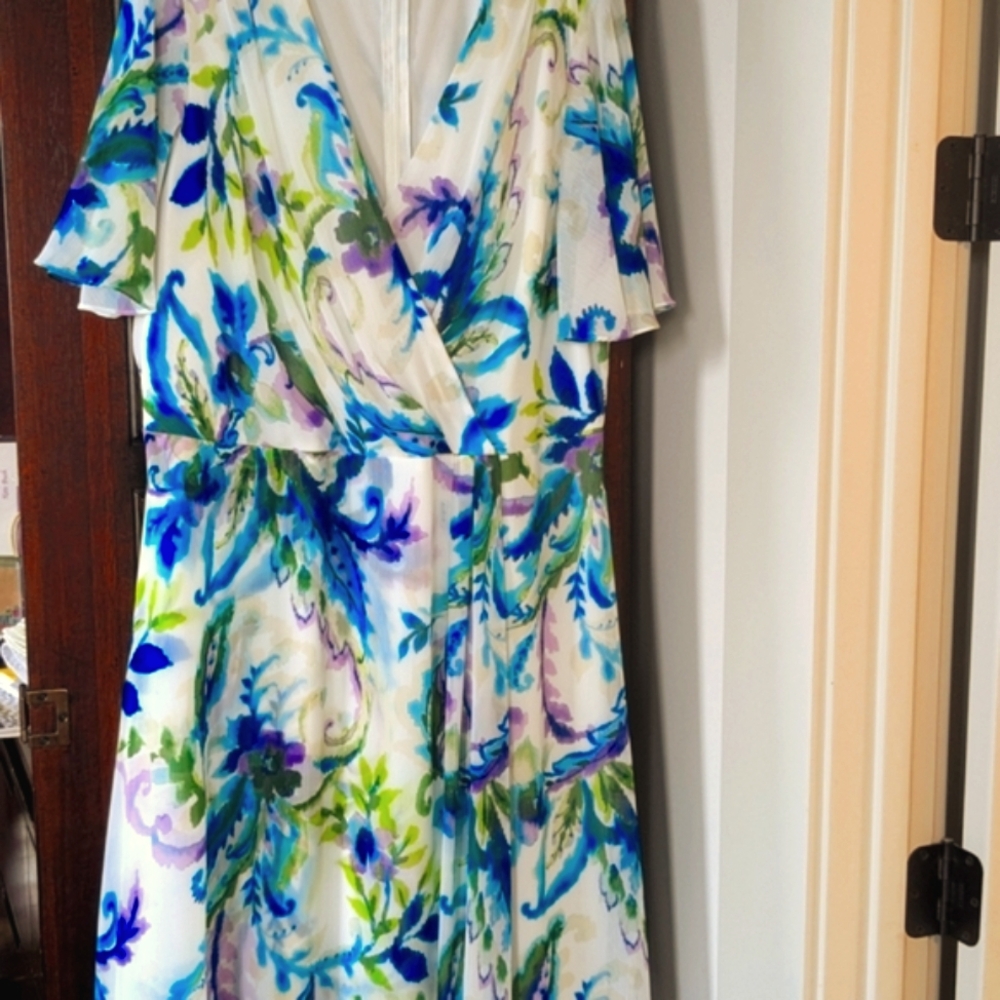 Lauren Ralph Lauren Cream Ruffled Wrap Dress, 18W